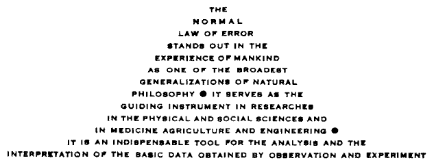 The Normal Law of Error, typeset by W.J. Youden